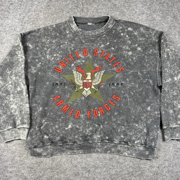 Source Unknown Other - Vintage United States Armed Forcs USMC Army Sweatshirt XL Military Acid Wash